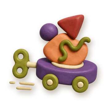 A claymation wind-up car carrying chess-piece cargo with its key on the floor — autonomous agents running without audit.